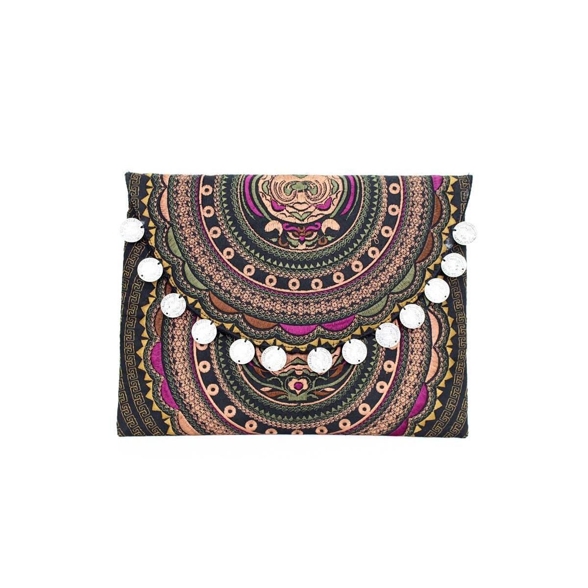 Hmong Embroidered Carnival Coin Clutch | iPad Bag - Thailand Bags La Vie Bien Hmong Embroidered Carnival Coin Clutch | iPad Bag - Thailand
