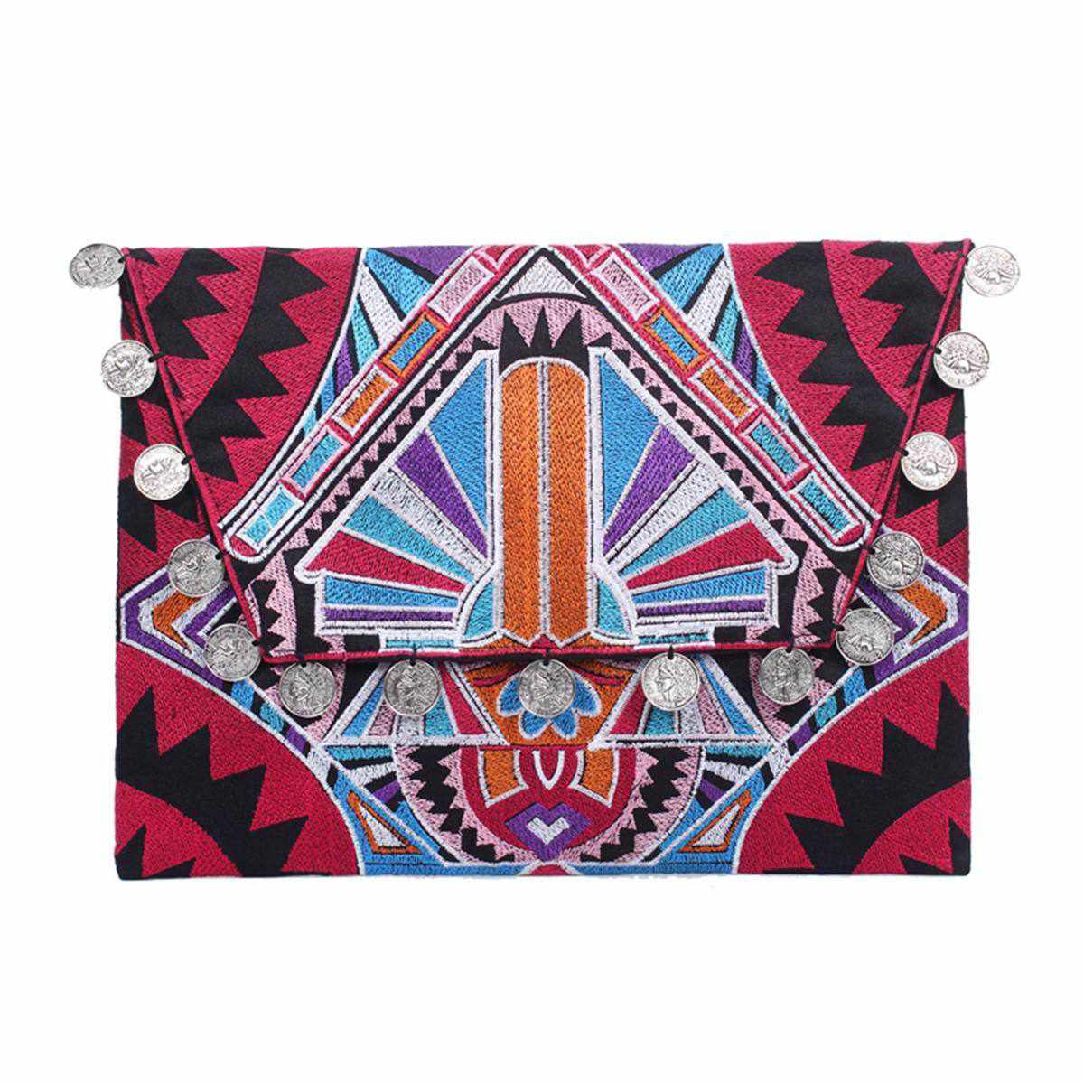 Hmong Embroidered Carnival Coin Clutch | iPad Bag - Thailand Bags La Vie Bien Hmong Embroidered Carnival Coin Clutch | iPad Bag - Thailand
