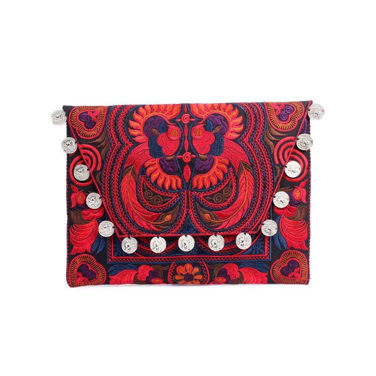 Hmong Embroidered Carnival Coin Clutch | iPad Bag - Thailand Bags La Vie Bien Hmong Embroidered Carnival Coin Clutch | iPad Bag - Thailand
