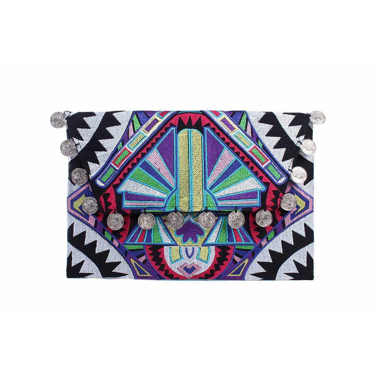 Hmong Embroidered Carnival Coin Clutch | iPad Bag - Thailand Bags La Vie Bien Hmong Embroidered Carnival Coin Clutch | iPad Bag - Thailand