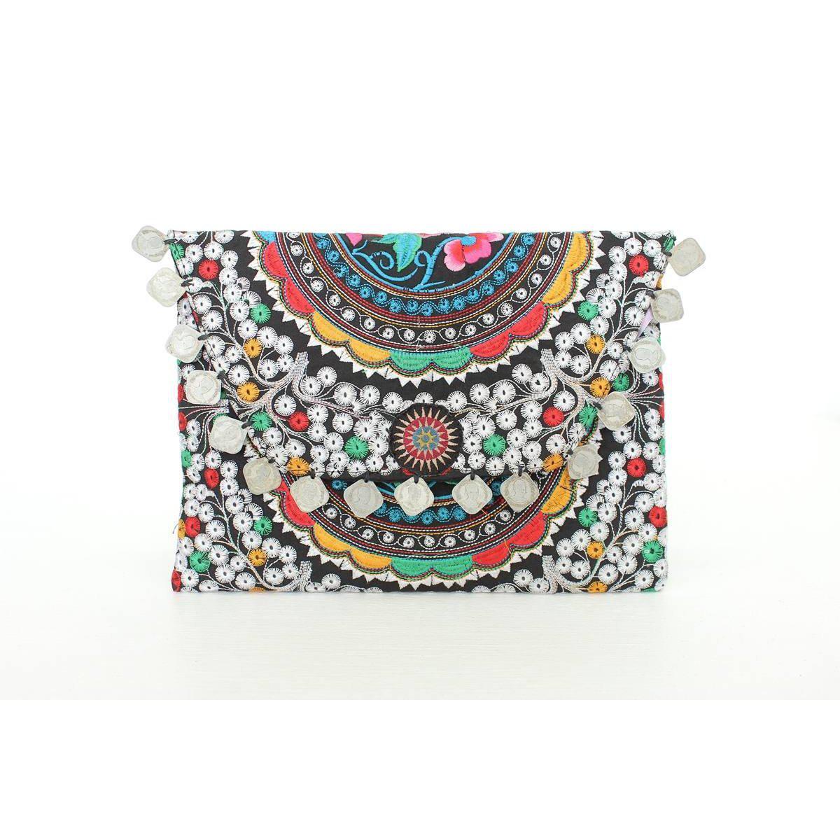Hmong Embroidered Carnival Coin Clutch | iPad Bag - Thailand Bags La Vie Bien Hmong Embroidered Carnival Coin Clutch | iPad Bag - Thailand