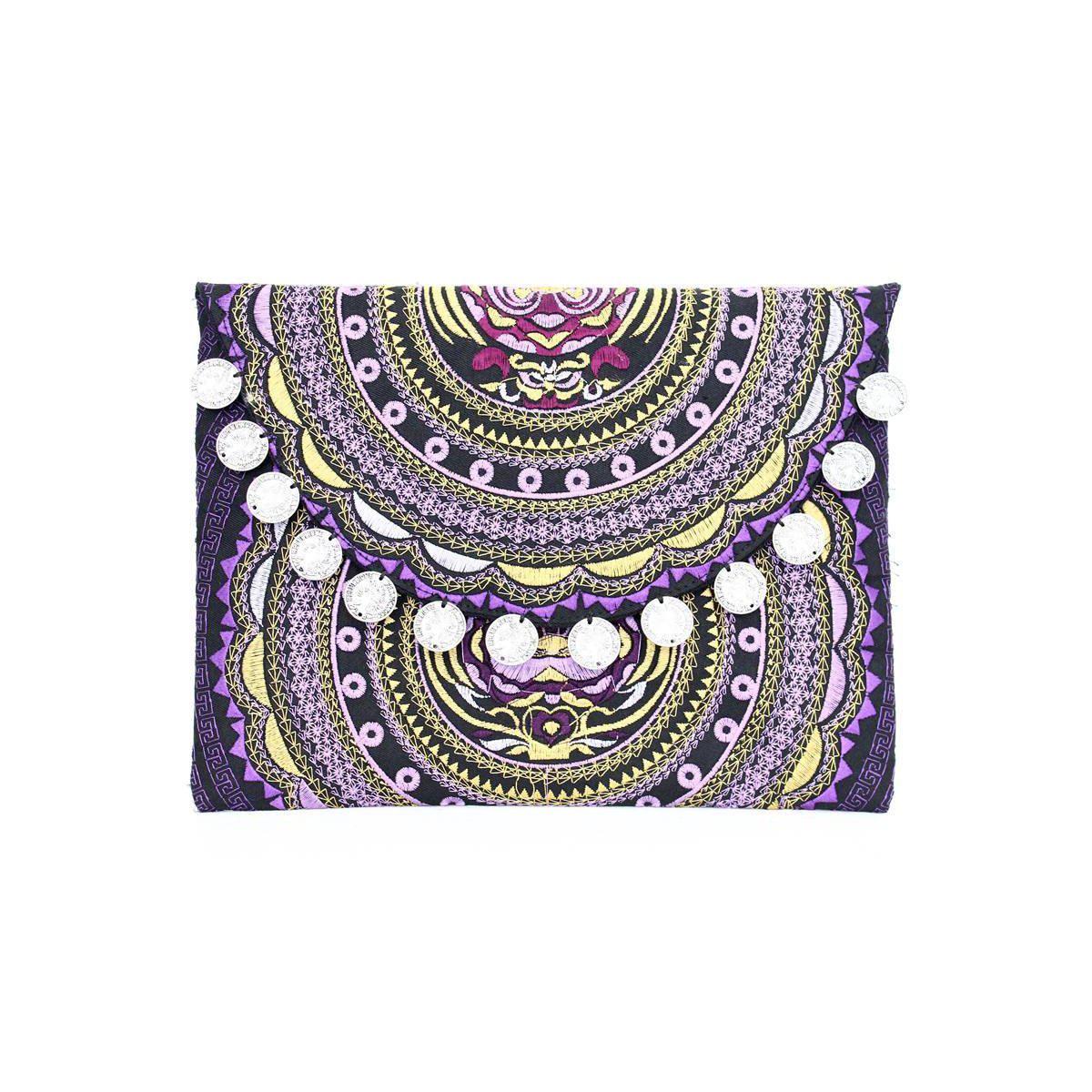 Hmong Embroidered Carnival Coin Clutch | iPad Bag - Thailand Bags La Vie Bien Hmong Embroidered Carnival Coin Clutch | iPad Bag - Thailand