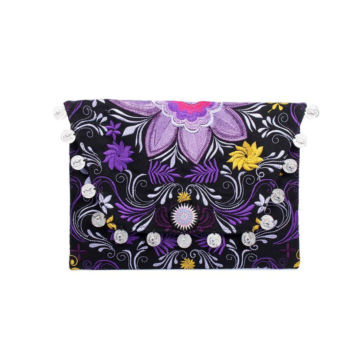 Hmong Embroidered Carnival Coin Clutch | iPad Bag - Thailand Bags La Vie Bien Hmong Embroidered Carnival Coin Clutch | iPad Bag - Thailand