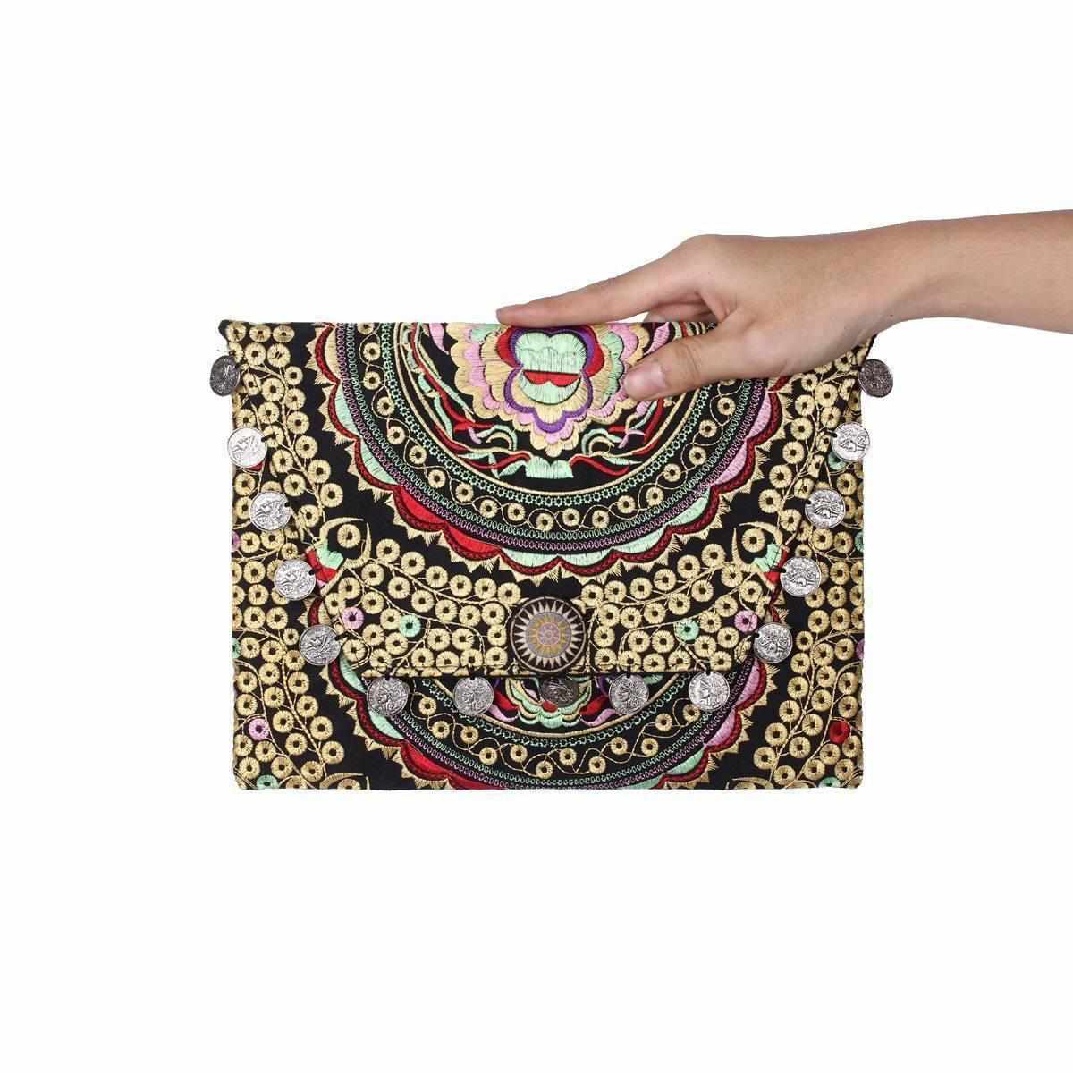 Hmong Embroidered Carnival Coin Clutch | iPad Bag - Thailand Bags La Vie Bien Hmong Embroidered Carnival Coin Clutch | iPad Bag - Thailand