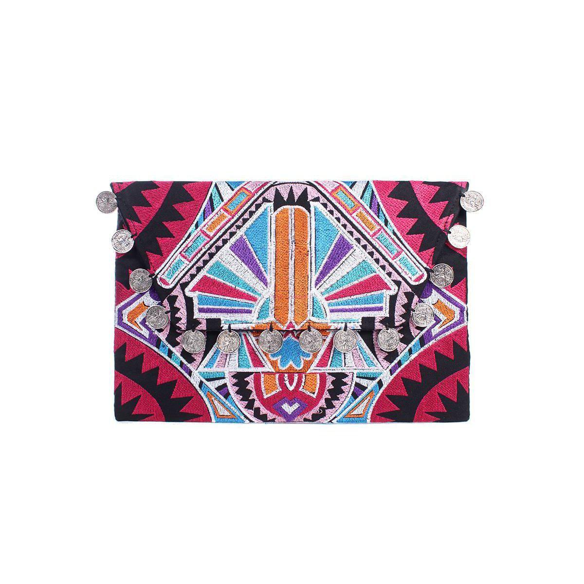 Hmong Embroidered Carnival Coin Clutch | iPad Bag - Thailand Bags La Vie Bien Hmong Embroidered Carnival Coin Clutch | iPad Bag - Thailand