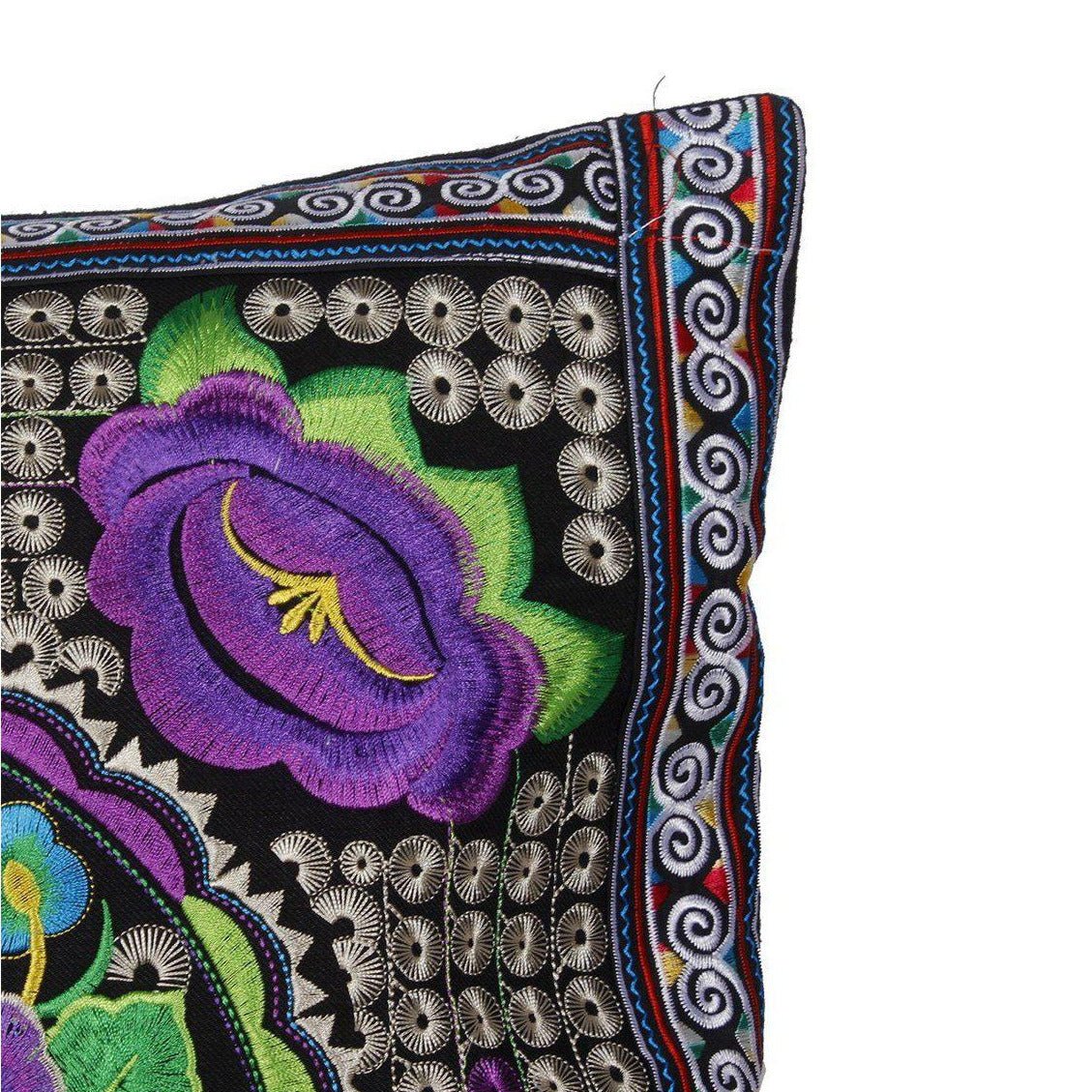 Hmong Embroidered Floral Pillow Cover - Thailand Decor La Vie Bien Hmong Embroidered Floral Pillow Cover - Thailand