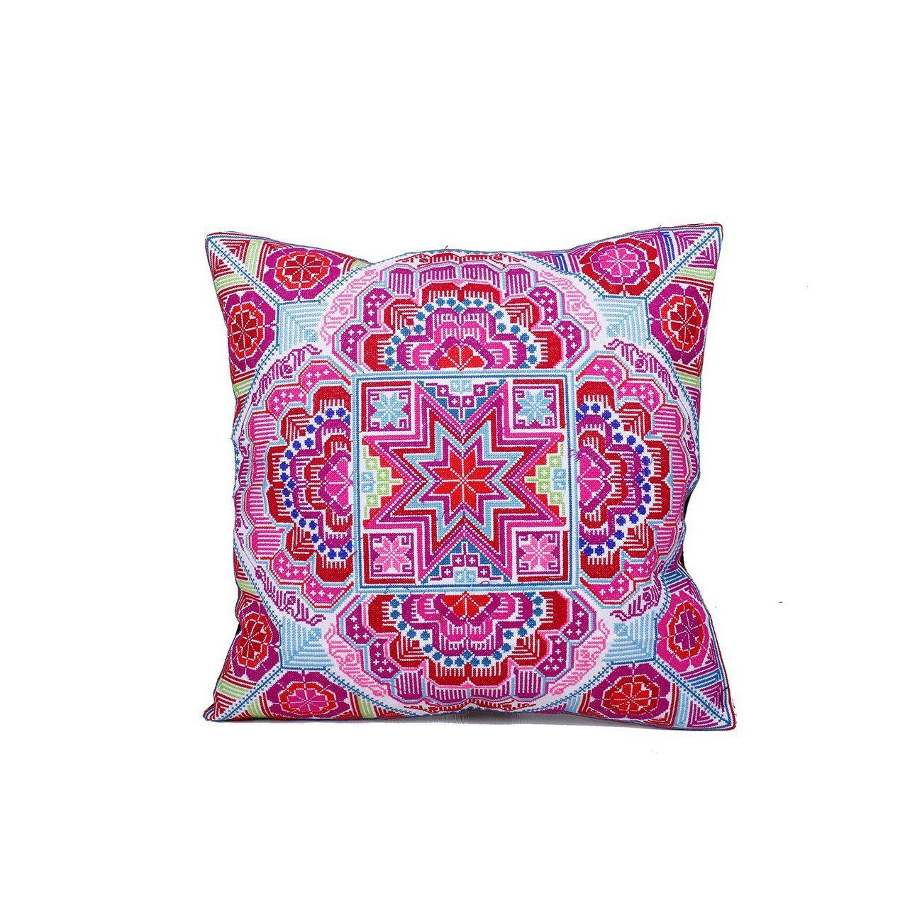 Hmong Embroidered Floral Pillow Cover - Thailand Decor La Vie Bien Hmong Embroidered Floral Pillow Cover - Thailand