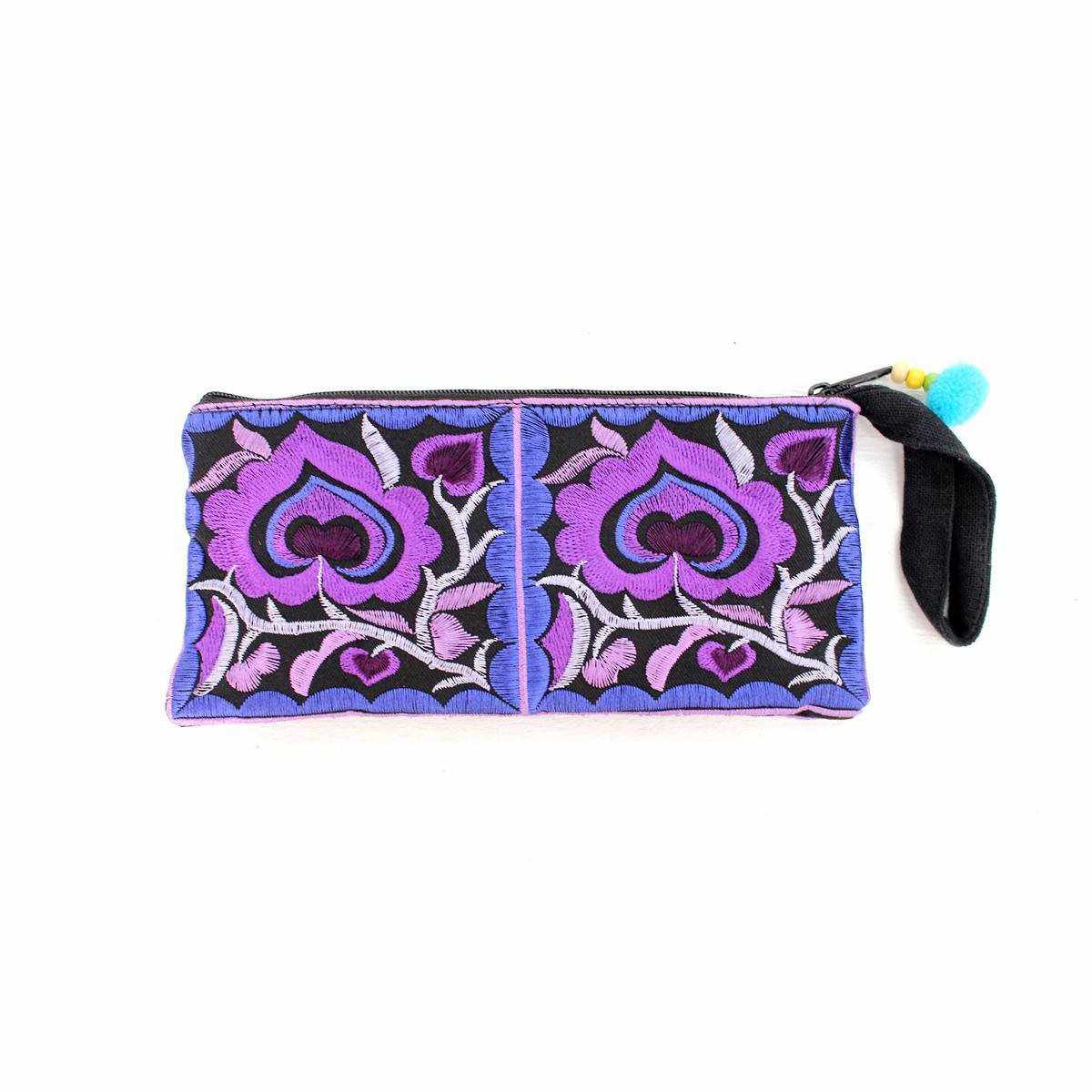 Hmong Embroidered Rectangle Small Wristlet Assorted - Thailand Wristlets La Vie Bien Hmong Embroidered Rectangle Small Wristlet Assorted - Thailand