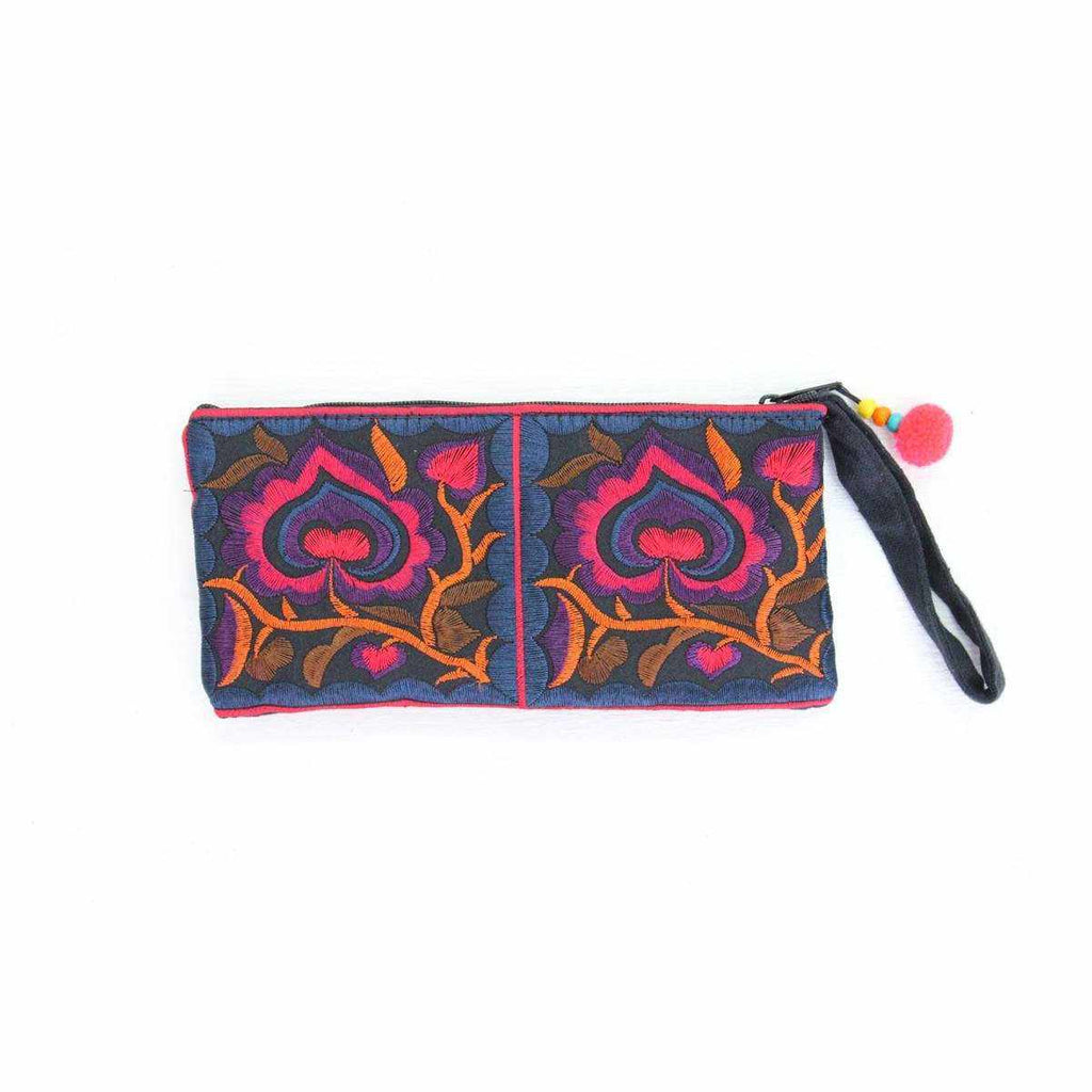 Hmong Embroidered Rectangle Small Wristlet Assorted - Thailand Wristlets La Vie Bien Hmong Embroidered Rectangle Small Wristlet Assorted - Thailand