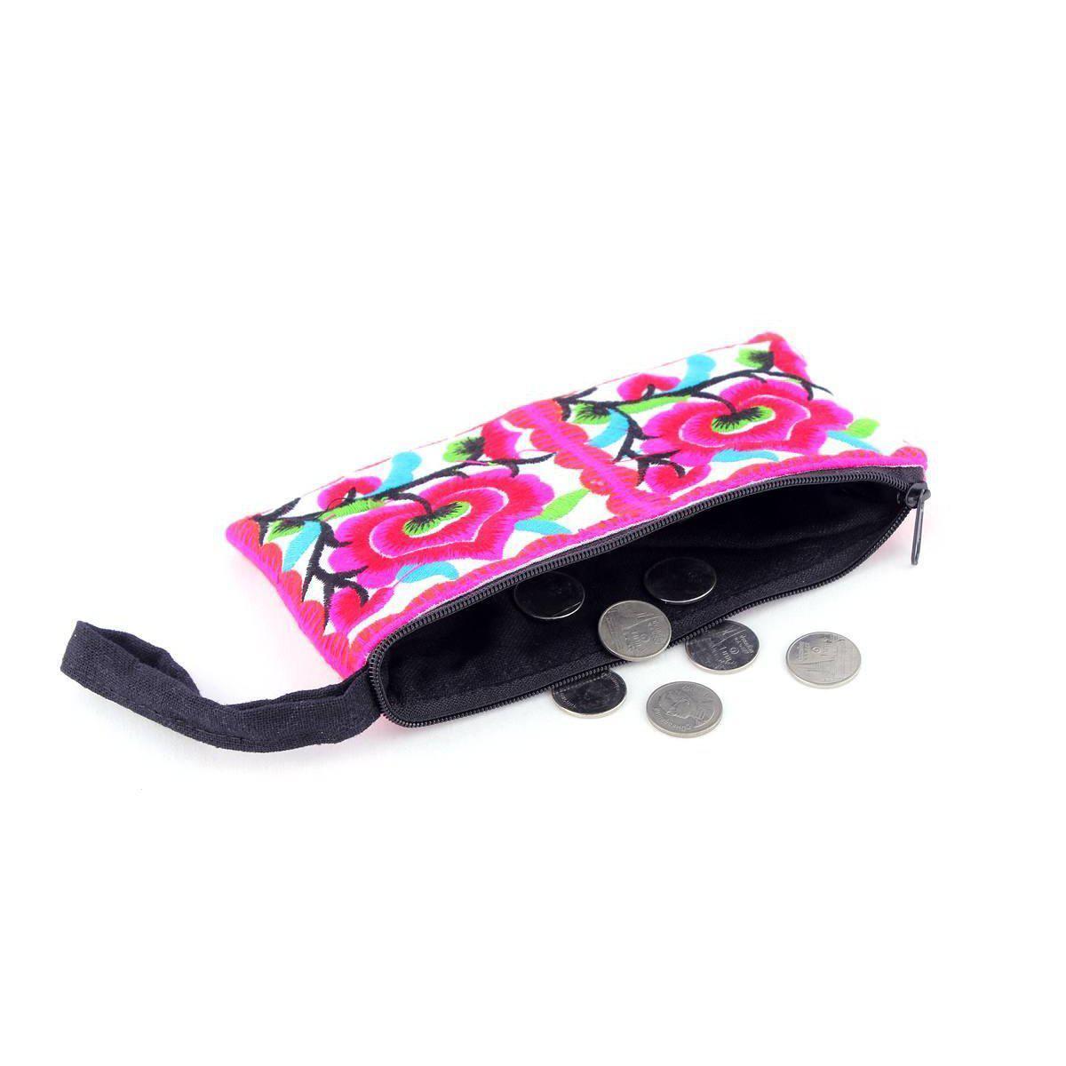 Hmong Embroidered Rectangle Small Wristlet Assorted - Thailand Wristlets La Vie Bien Hmong Embroidered Rectangle Small Wristlet Assorted - Thailand