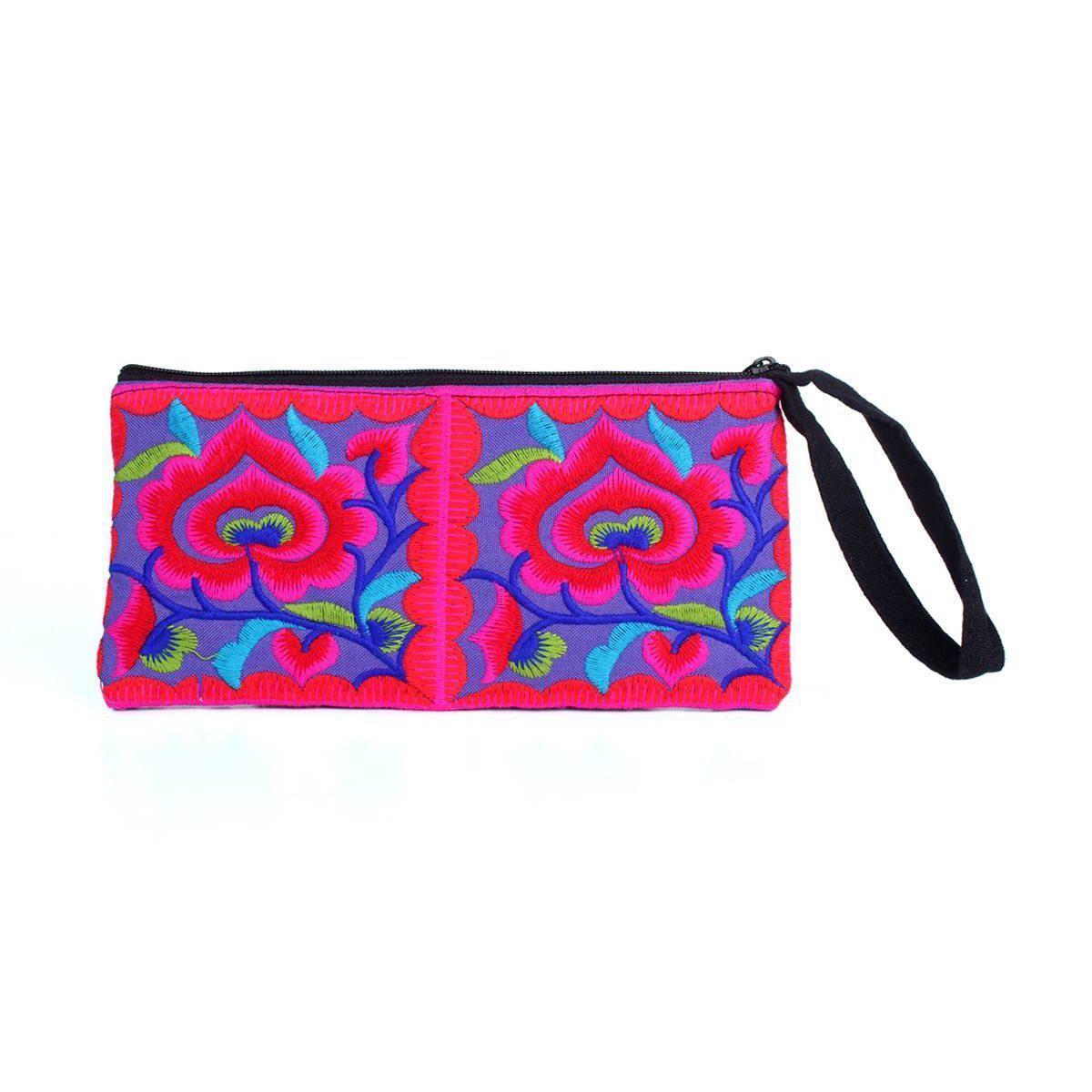 Hmong Embroidered Rectangle Small Wristlet Assorted - Thailand Wristlets La Vie Bien Hmong Embroidered Rectangle Small Wristlet Assorted - Thailand