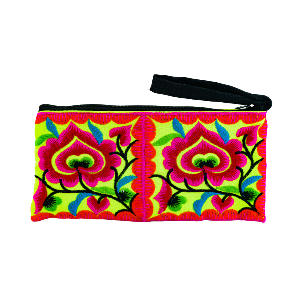 Hmong Embroidered Rectangle Small Wristlet Assorted - Thailand Wristlets La Vie Bien Hmong Embroidered Rectangle Small Wristlet Assorted - Thailand