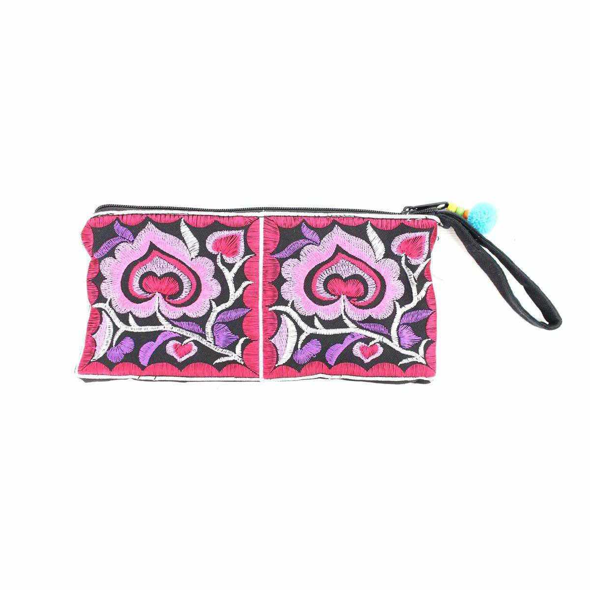 Hmong Embroidered Rectangle Small Wristlet Assorted - Thailand Wristlets La Vie Bien Hmong Embroidered Rectangle Small Wristlet Assorted - Thailand
