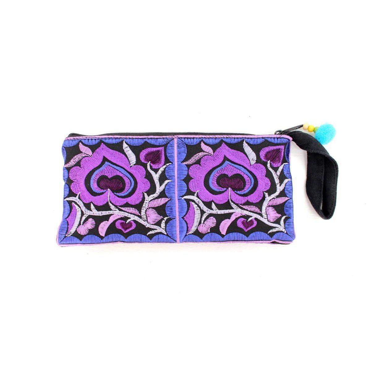 Hmong Embroidered Rectangle Small Wristlet Assorted - Thailand Wristlets La Vie Bien Hmong Embroidered Rectangle Small Wristlet Assorted - Thailand