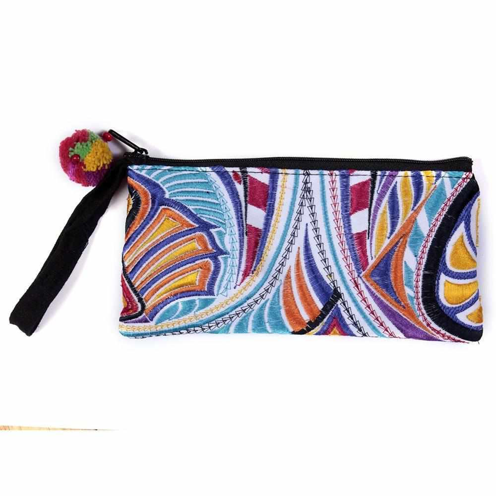 Hmong Embroidered Rectangle Small Wristlet Assorted - Thailand Wristlets La Vie Bien Hmong Embroidered Rectangle Small Wristlet Assorted - Thailand