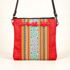 Hmong Fabric and Leather Crossbody Bag - Thailand Crossbody La Vie Bien Hmong Fabric and Leather Crossbody Bag - Thailand