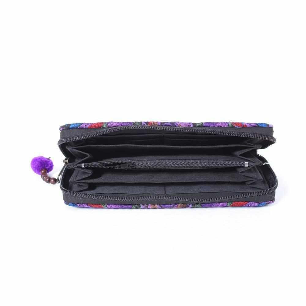 Hmong Flower Embroidered Multi - pocket Wallet - Thailand Wallets La Vie Bien Hmong Flower Embroidered Multi - pocket Wallet - Thailand