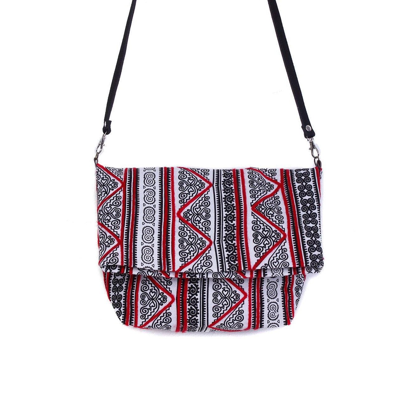 Hmong Fold Over Sling Yarn Crossbody Bag - Thailand Bags La Vie Bien Hmong Fold Over Sling Yarn Crossbody Bag - Thailand