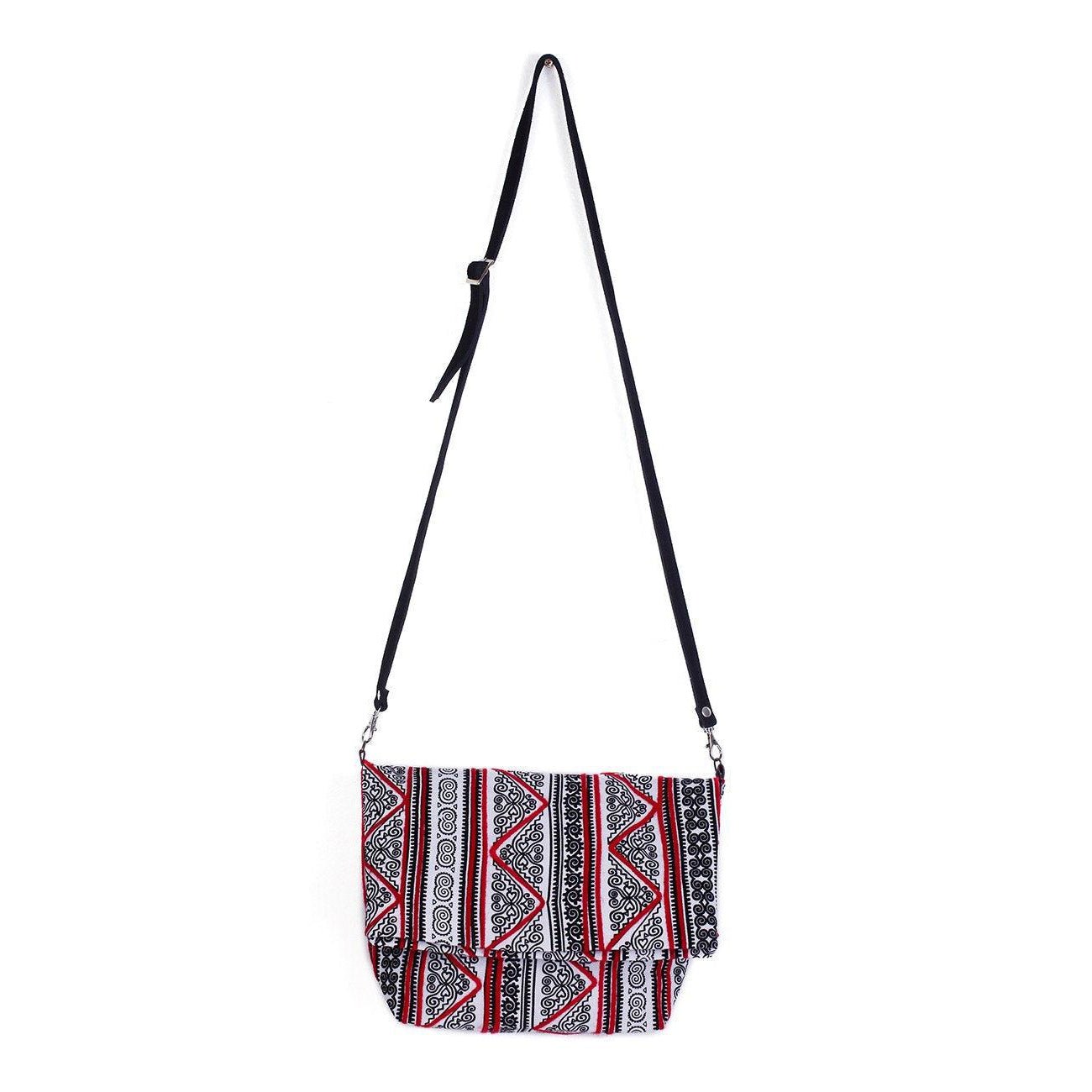 Hmong Fold Over Sling Yarn Crossbody Bag - Thailand Bags La Vie Bien Hmong Fold Over Sling Yarn Crossbody Bag - Thailand