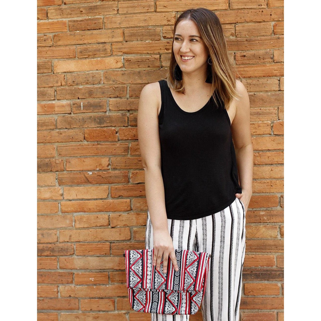 Hmong Fold Over Sling Yarn Crossbody Bag - Thailand Bags La Vie Bien Hmong Fold Over Sling Yarn Crossbody Bag - Thailand