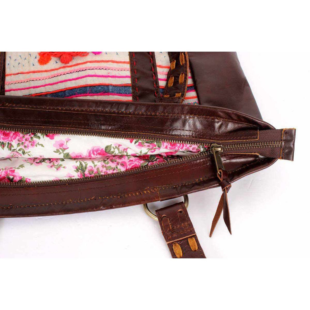 Hmong Heritage Embroidered Leather Purse - Thailand Bags La Vie Bien Hmong Heritage Embroidered Leather Purse - Thailand