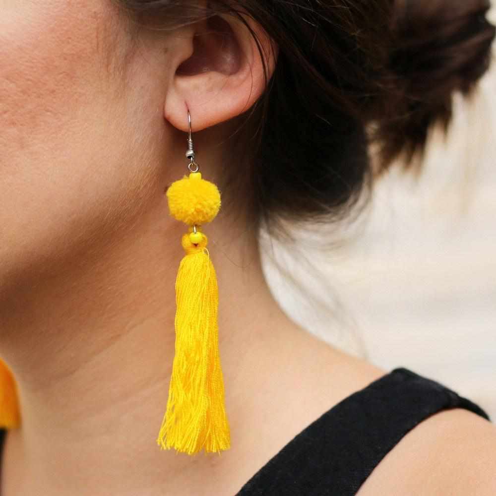 Hmong PomPom Tassel Earrings - Thailand Jewelry La Vie Bien Hmong PomPom Tassel Earrings - Thailand