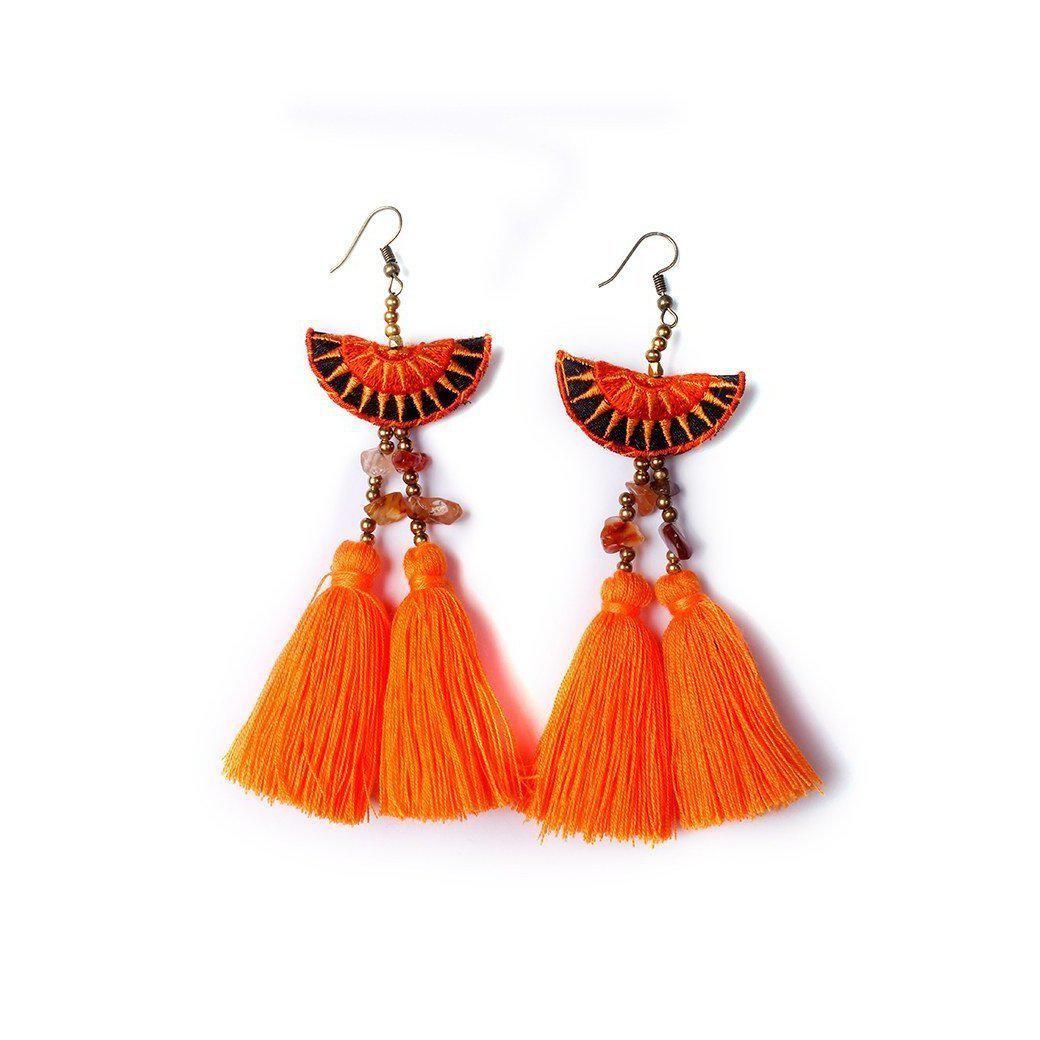 Hmong Stars Tassel Earrings - Thailand Jewelry La Vie Bien Hmong Stars Tassel Earrings - Thailand