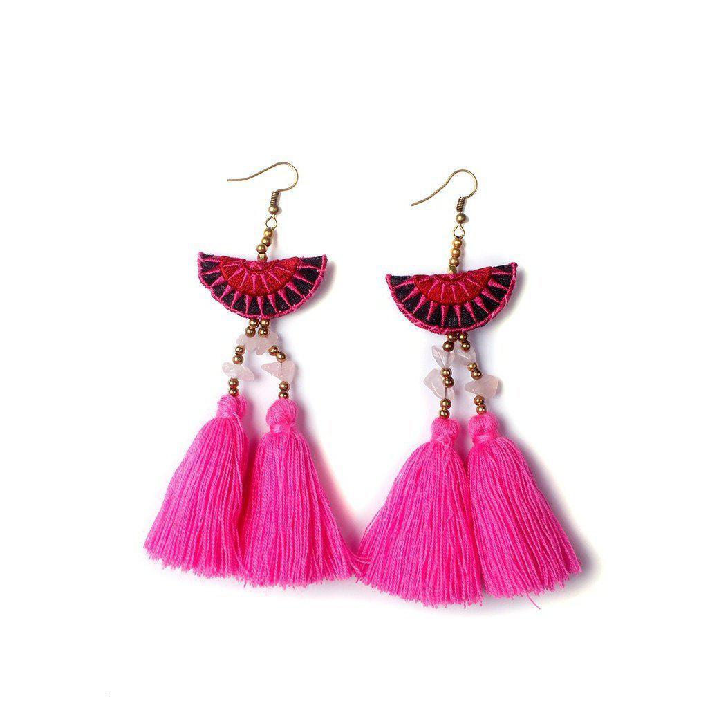 Hmong Stars Tassel Earrings - Thailand Jewelry La Vie Bien Hmong Stars Tassel Earrings - Thailand