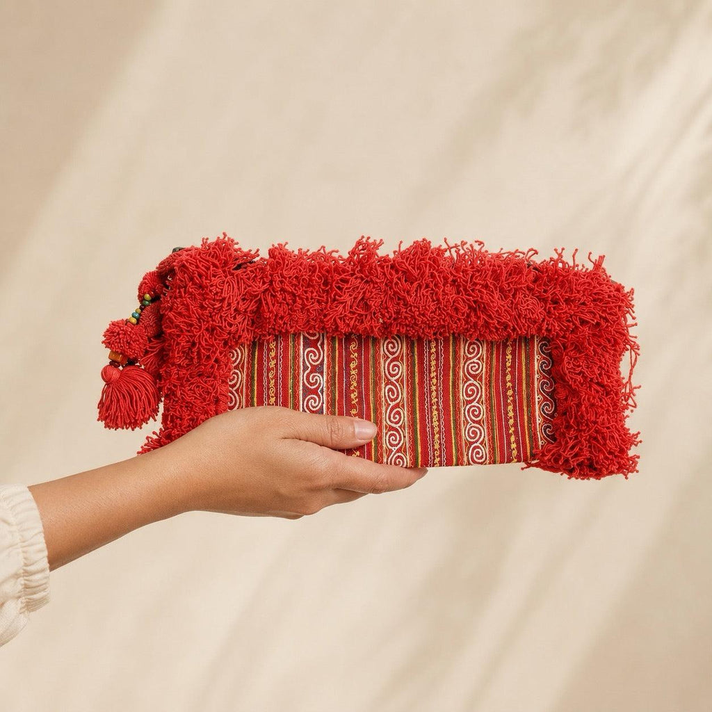 Hmong Textile Upcycled Jacket Sleeve Clutch Bag- Thailand