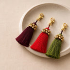 Fair Trade Cotton Tassel Zipper Pull with Bells | Handmade Keychain or Bag Charm from Thailand