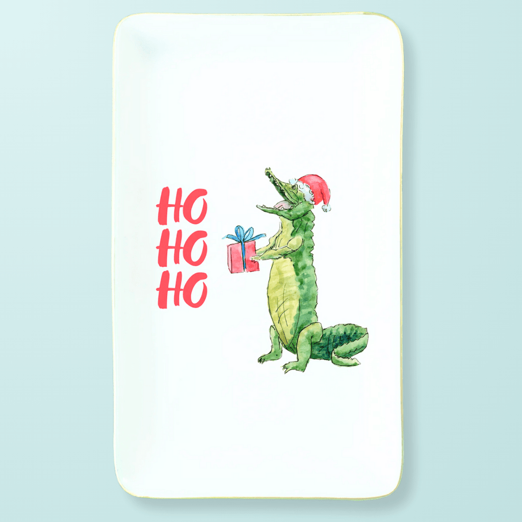 HO HO HO Alligator Gold - Trimmed Trinket Tray Coaster La Vie Bien HO HO HO Alligator Gold - Trimmed Trinket Tray