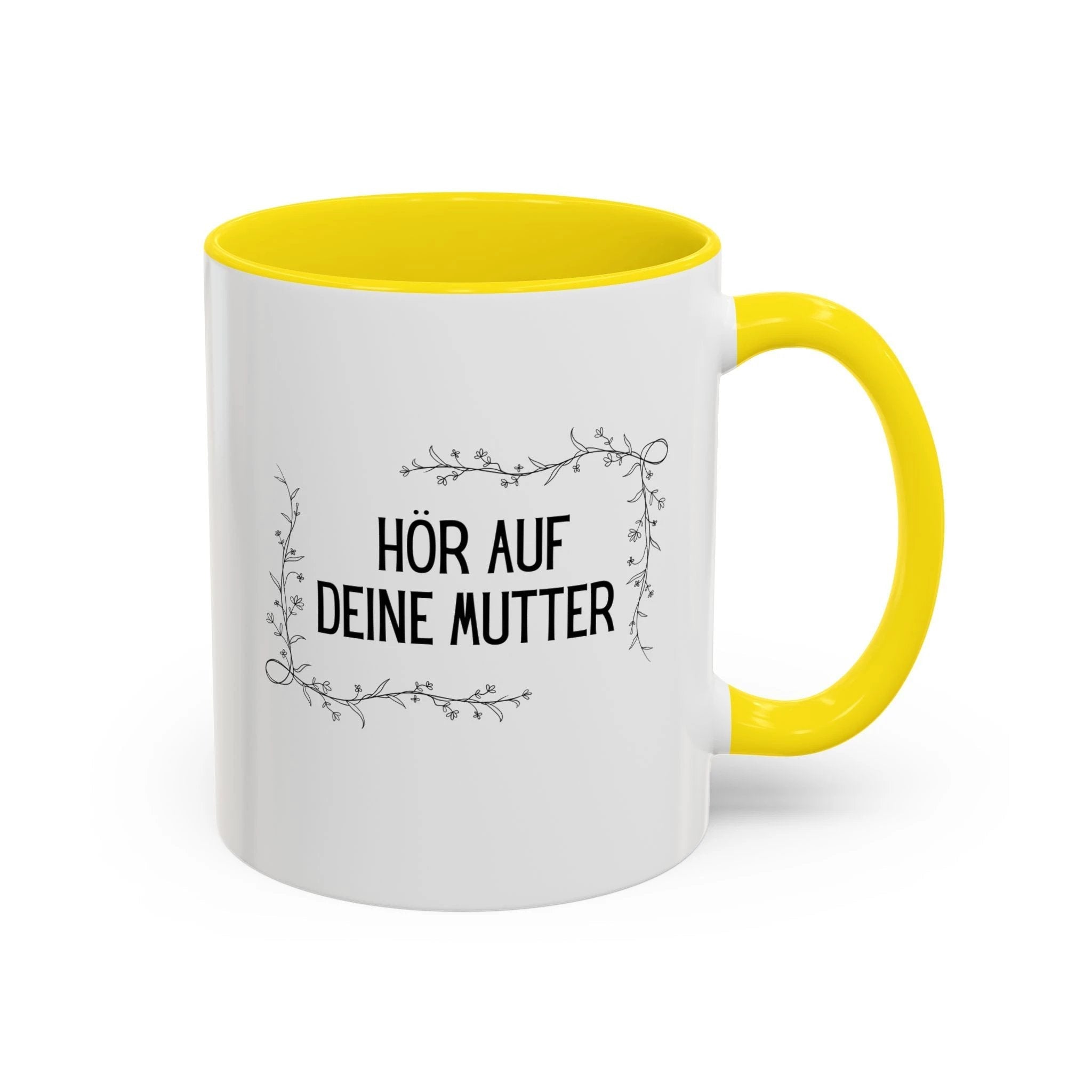 Hör Auf Deine Mutter German Floral Coffee Mug, listen to your mother German gift by Printify