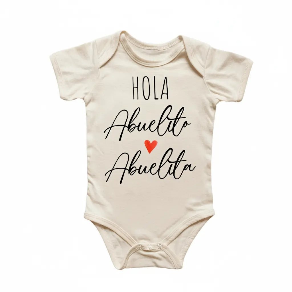 Hola Abuelitos Spanish Newborn Baby Onesie® Bodysuit Baby Bodysuit La Vie Bien Hola Abuelitos Spanish Newborn Baby Onesie® Bodysuit