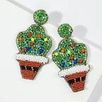 Holiday Potted Cactus Seed Bead Earrings Earrings La Vie Bien Holiday Potted Cactus Seed Bead Earrings