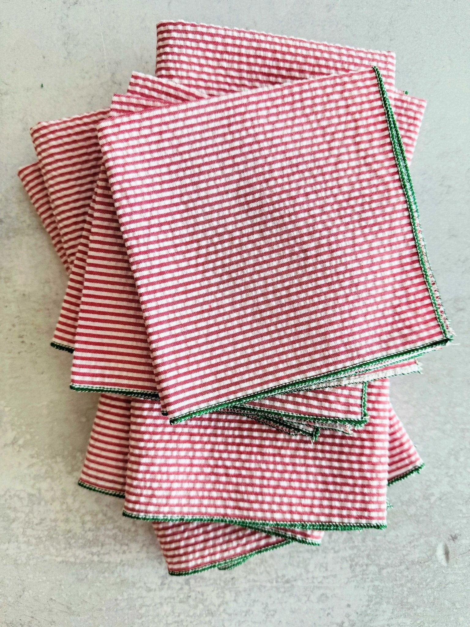 Holiday Seersucker Red and Green, set of four by Dot and Army