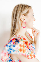 Holly Medium Hoop Earrings - Pink Party Punch