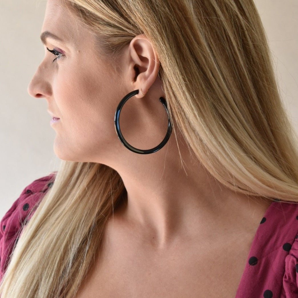 Holly Mega Hoop Earrings - True Black