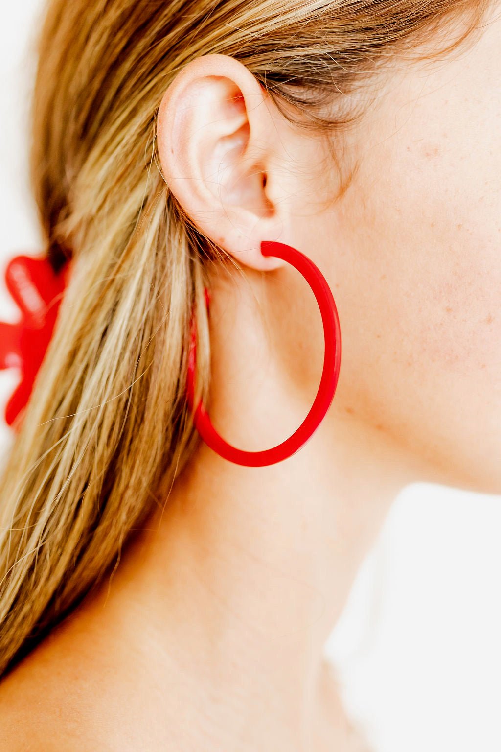 Holly Mega Hoop Earrings - True Red