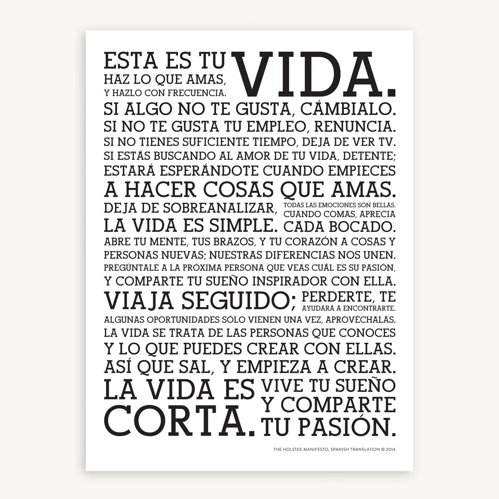 Holstee Manifesto Spanish Poster by Holstee
