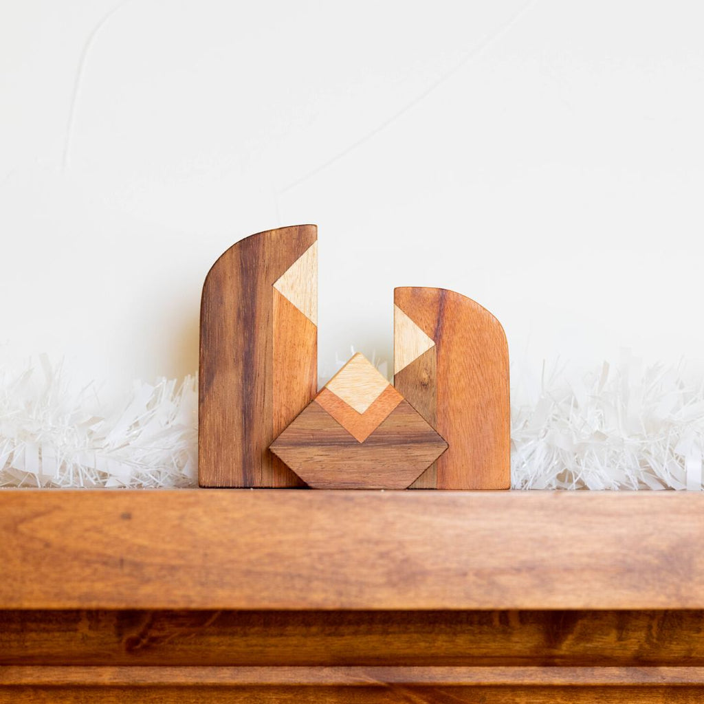 Holy Family Modern Wood Nativity Scene - 3 piece Home La Vie Bien Holy Family Modern Wood Nativity Scene - 3 piece