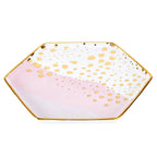 Homebody Hexagon Mug and Saucer Set in Pink with Gold Dot Pattern by The Bullish Store