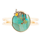 Honey Bee Blue Turquoise Golden Cuff Bracelet by Barse Jewelry