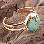 Honey Bee Blue Turquoise Golden Cuff Bracelet by Barse Jewelry