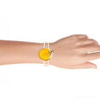Honey Bee Yellow Agate Golden Cuff Bracelet by Barse Jewelry