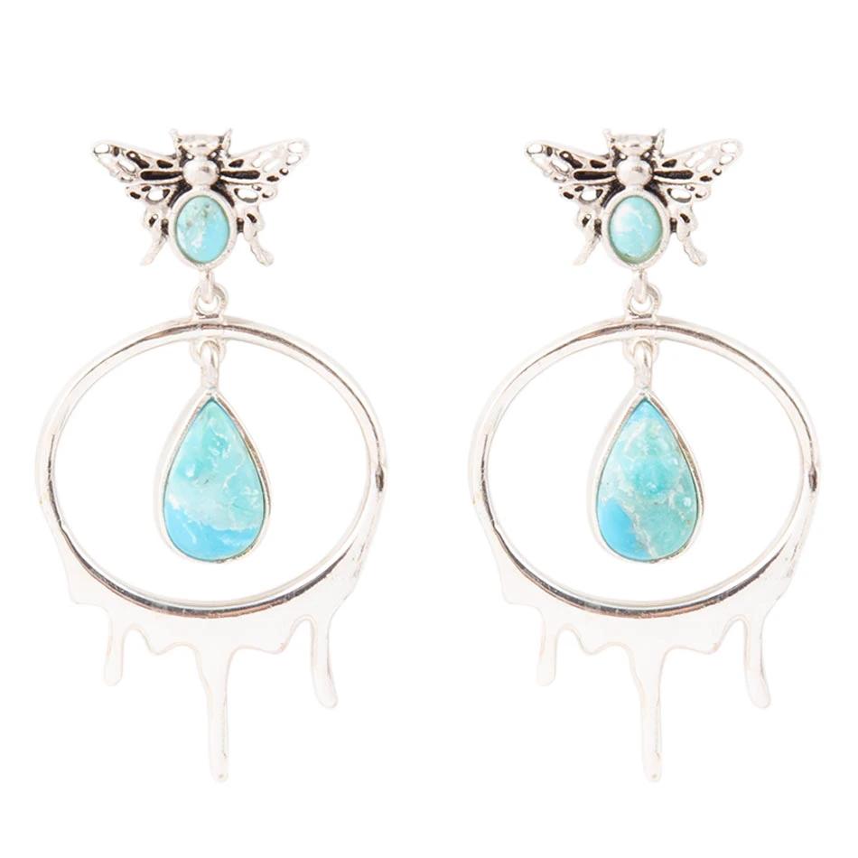 Honey Blue Turquoise Sterling Silver Drop Earrings by Barse Jewelry