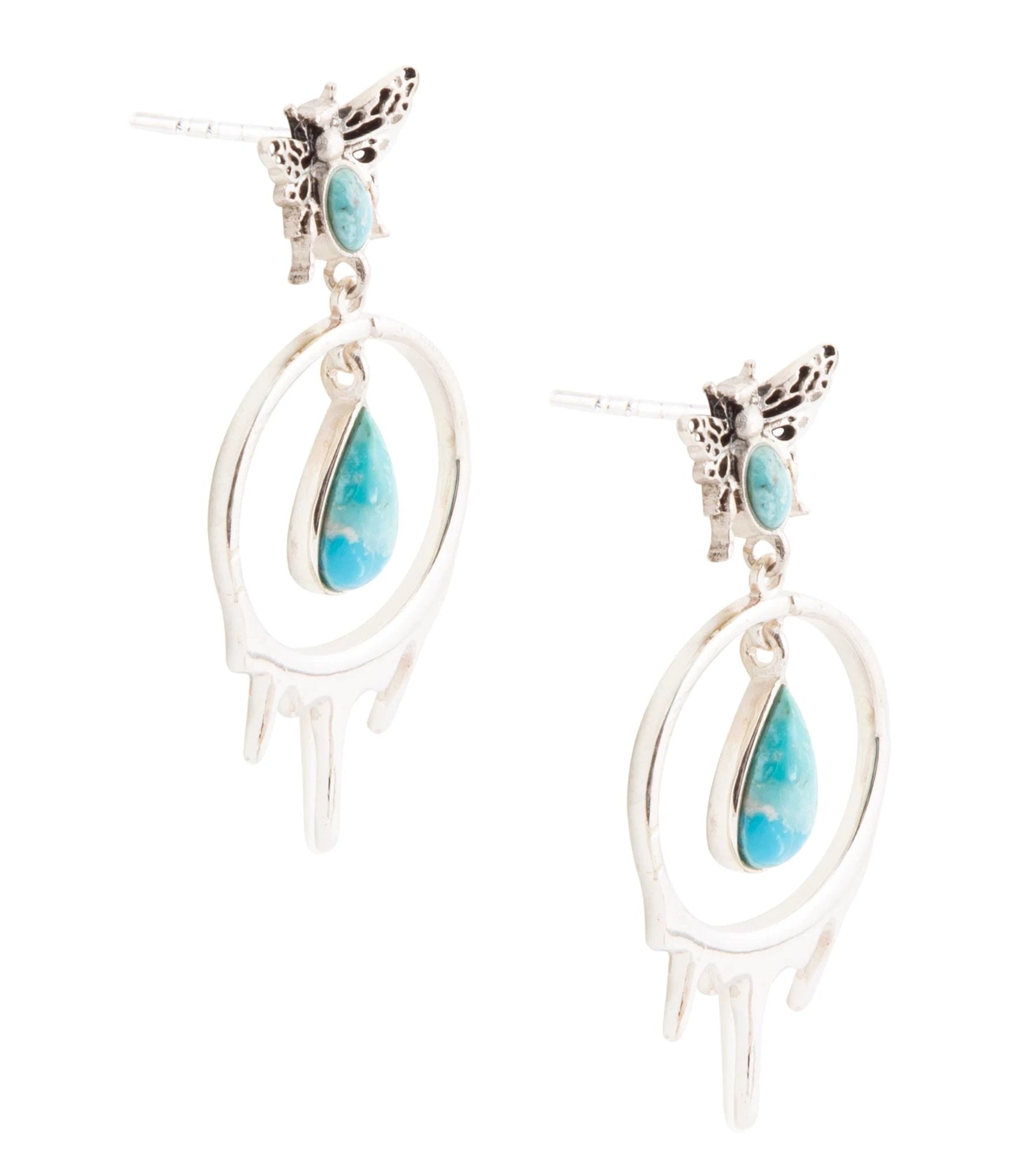 Honey Blue Turquoise Sterling Silver Drop Earrings by Barse Jewelry