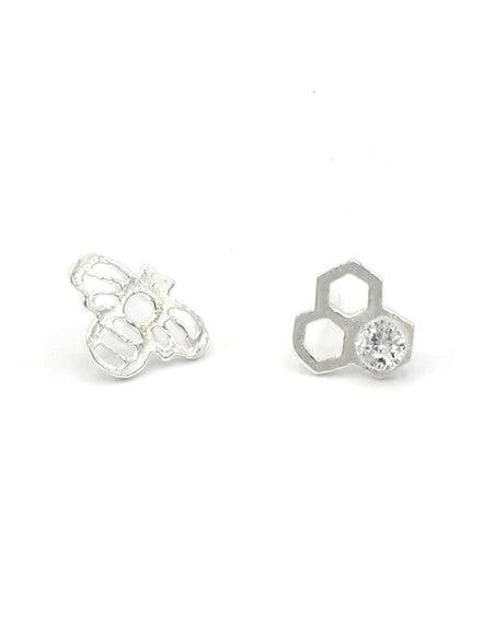 Honeycomb Studs - Silver by Fair Anita