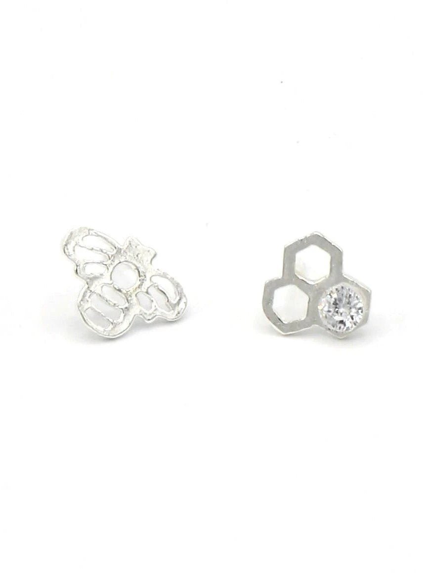 Honeycomb Studs - Silver by Fair Anita