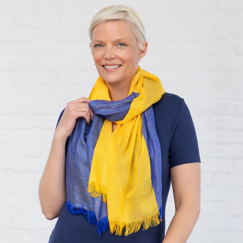 Hope For Ukraine Hand Loomed Scarf Scarves & Bandanas La Vie Bien Hope For Ukraine Hand Loomed Scarf