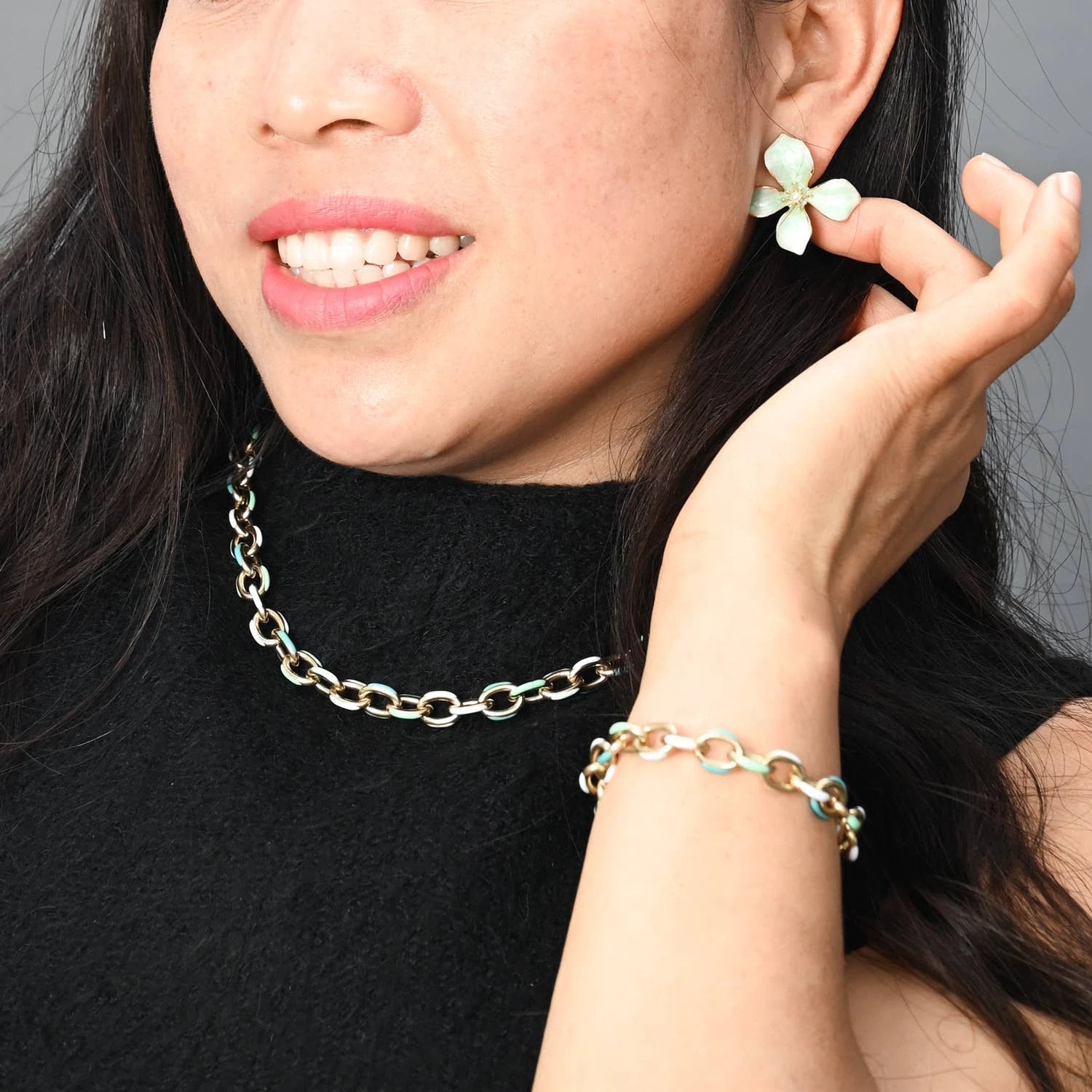 Hope in Bloom Flower Earrings in Mint